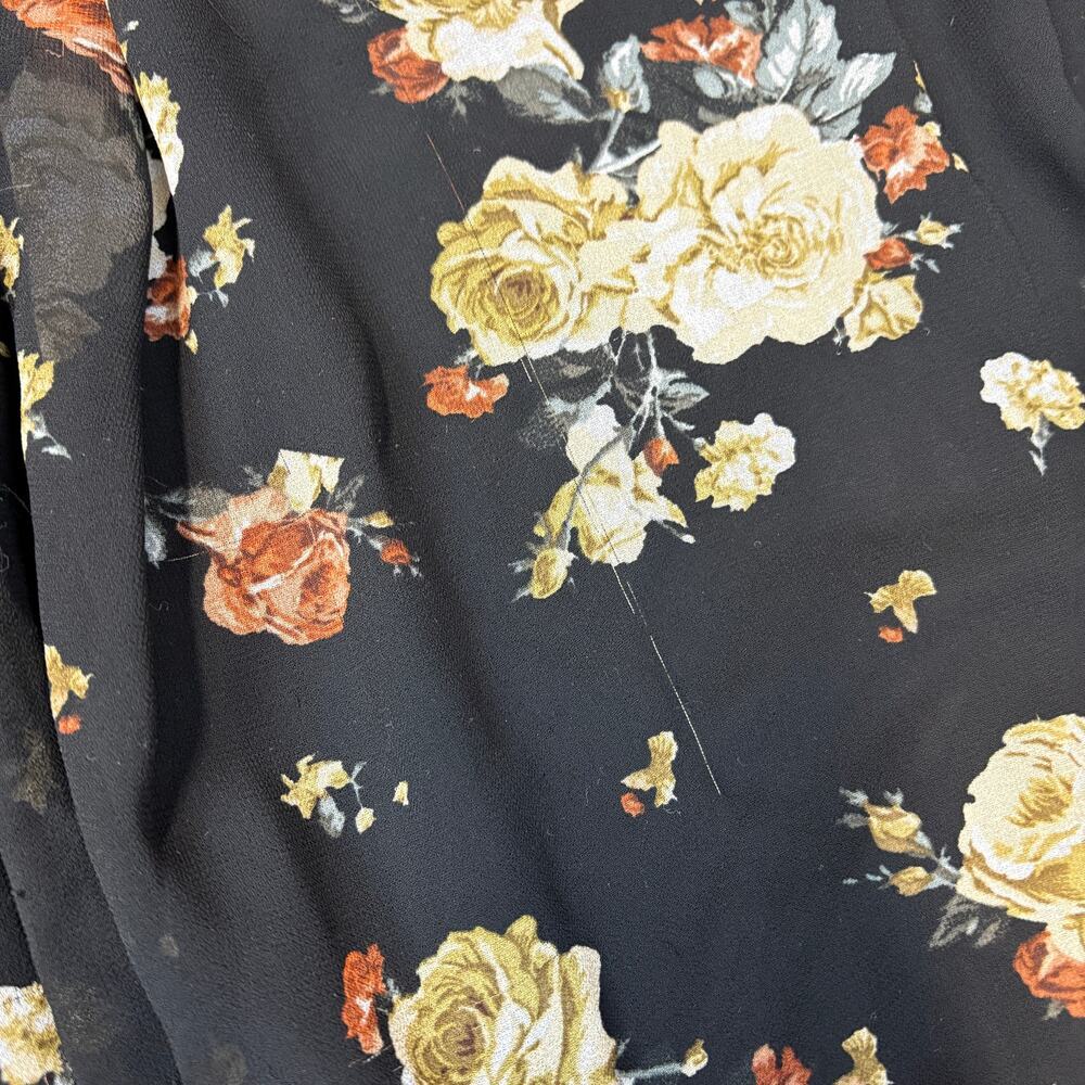 Torrid Cold Shoulder Black Floral Chiffon Maxi Dr… - image 7